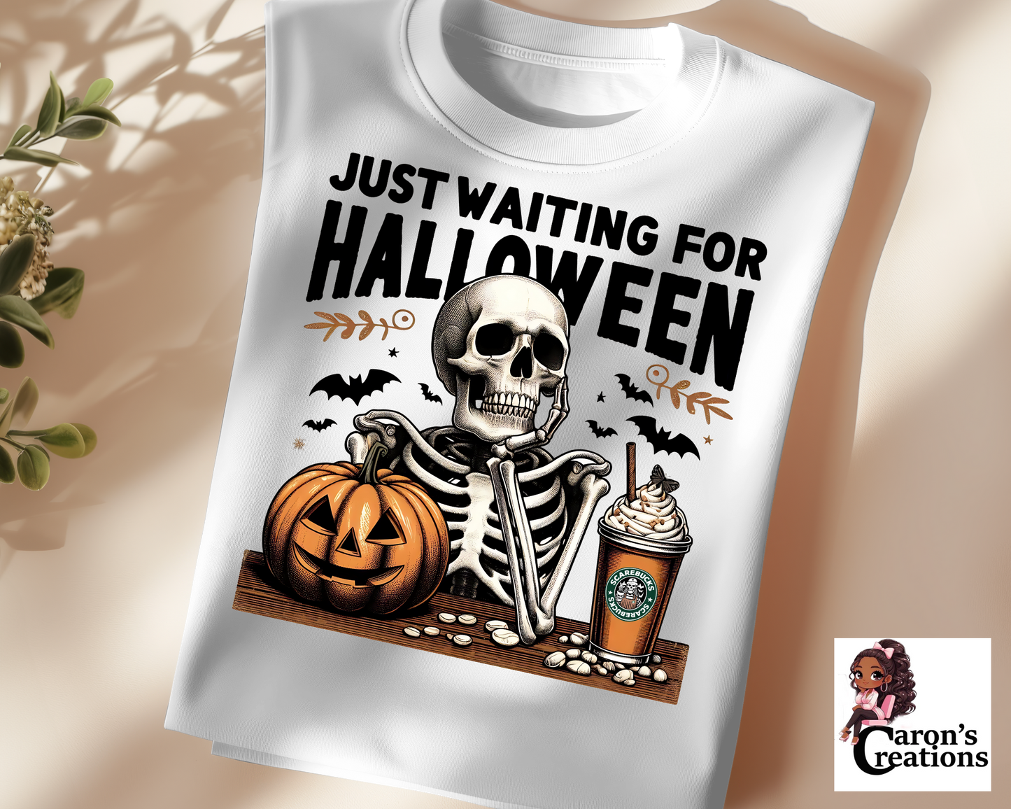 Skeleton Waiting on Halloween T-Shirt