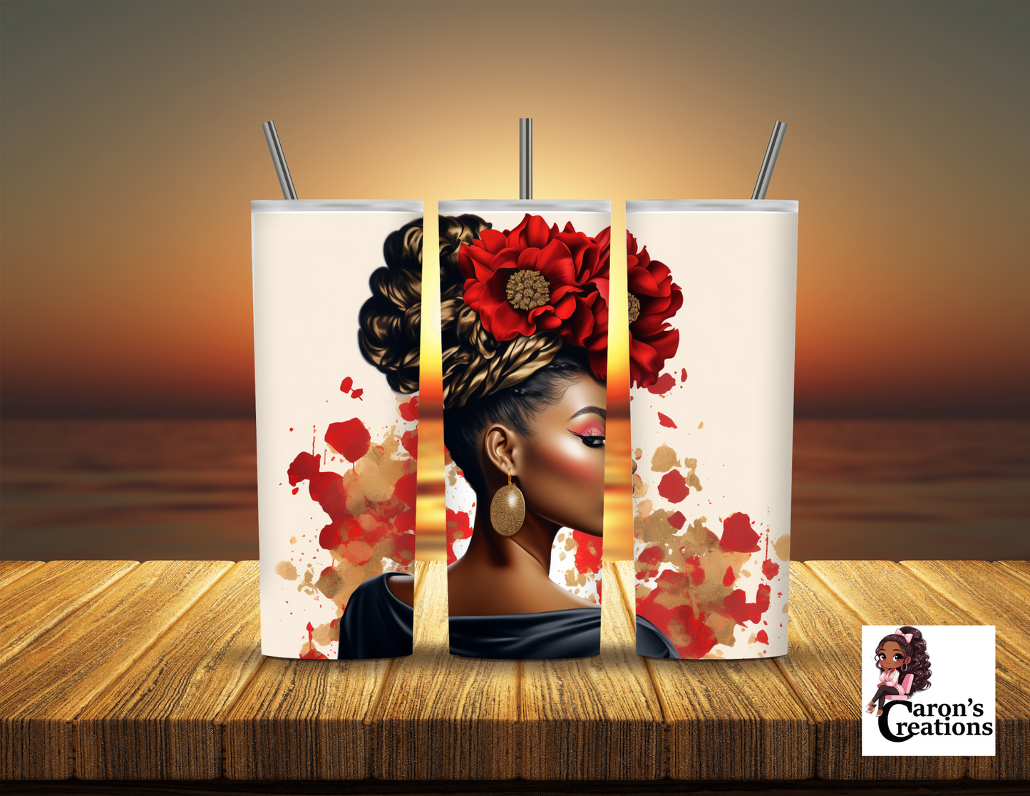 Red Flower Woman Tumbler